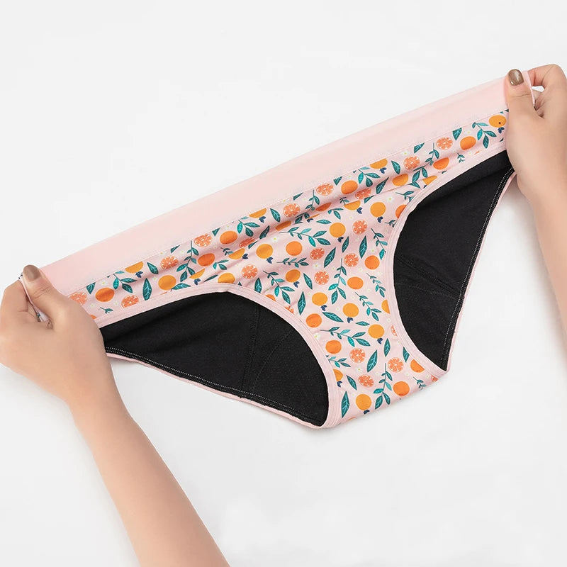 Braguitas menstruales de algodón con estampado de cactus y flores para jóvenes