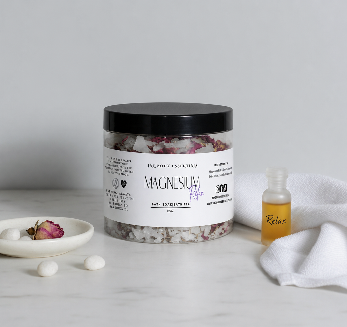 Magnesium Lavender Bath Soak – 12 Oz